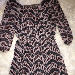 Pink, Black, and White Chevron Dress